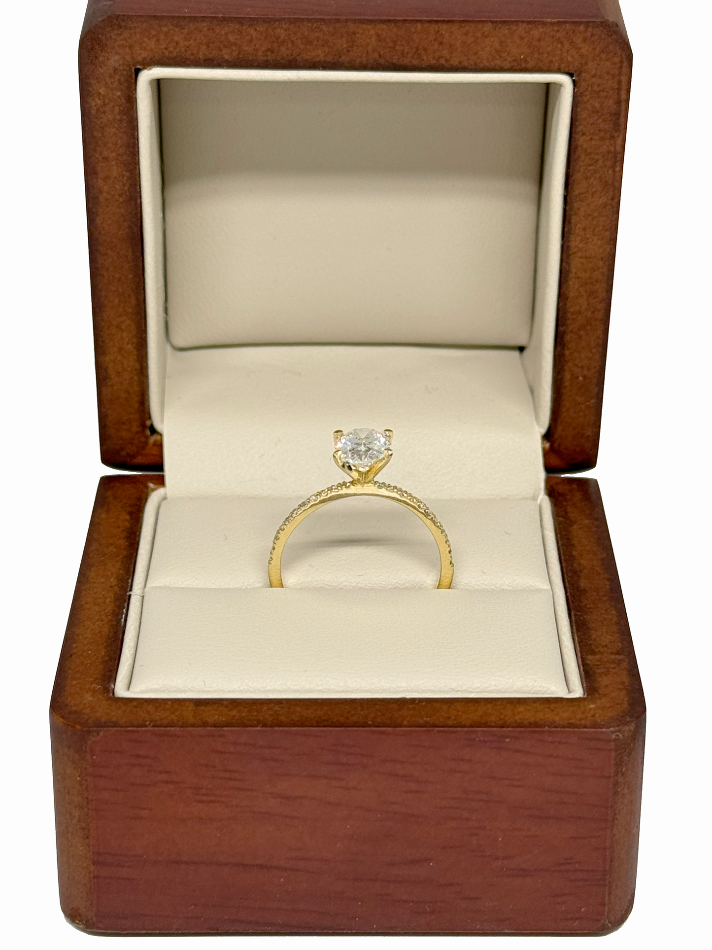 Anillo de Compromiso en Oro Amarillo de 14K con Diamante de Laboratorio Corte Oval 1.22 ct DJL025