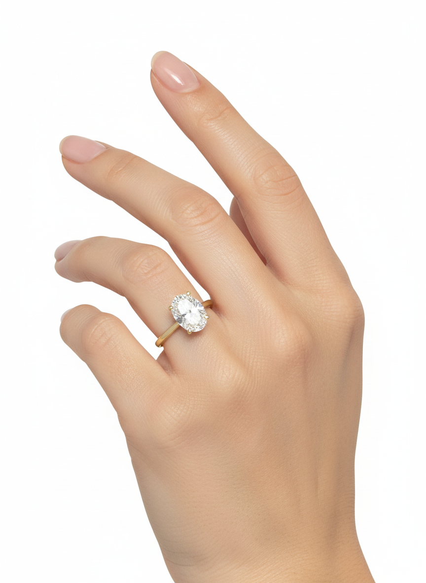 Anillo de Compromiso Ovalado con Diamante de Laboratorio IGI 1.54 ct | Oro Amarillo 14K DJL018