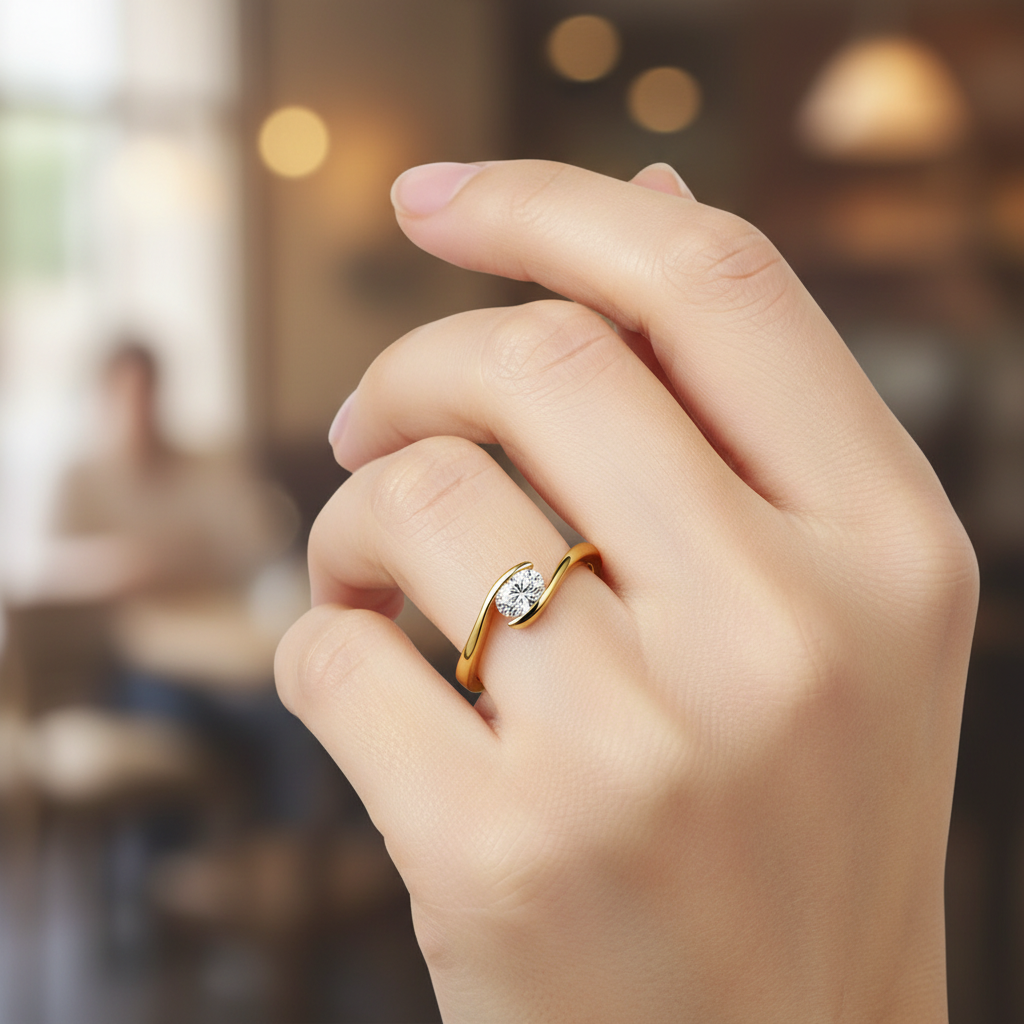 Anillo de Compromiso de 14K con Diamante de Laboratorio Corte Oval (.44 ct) DJL021