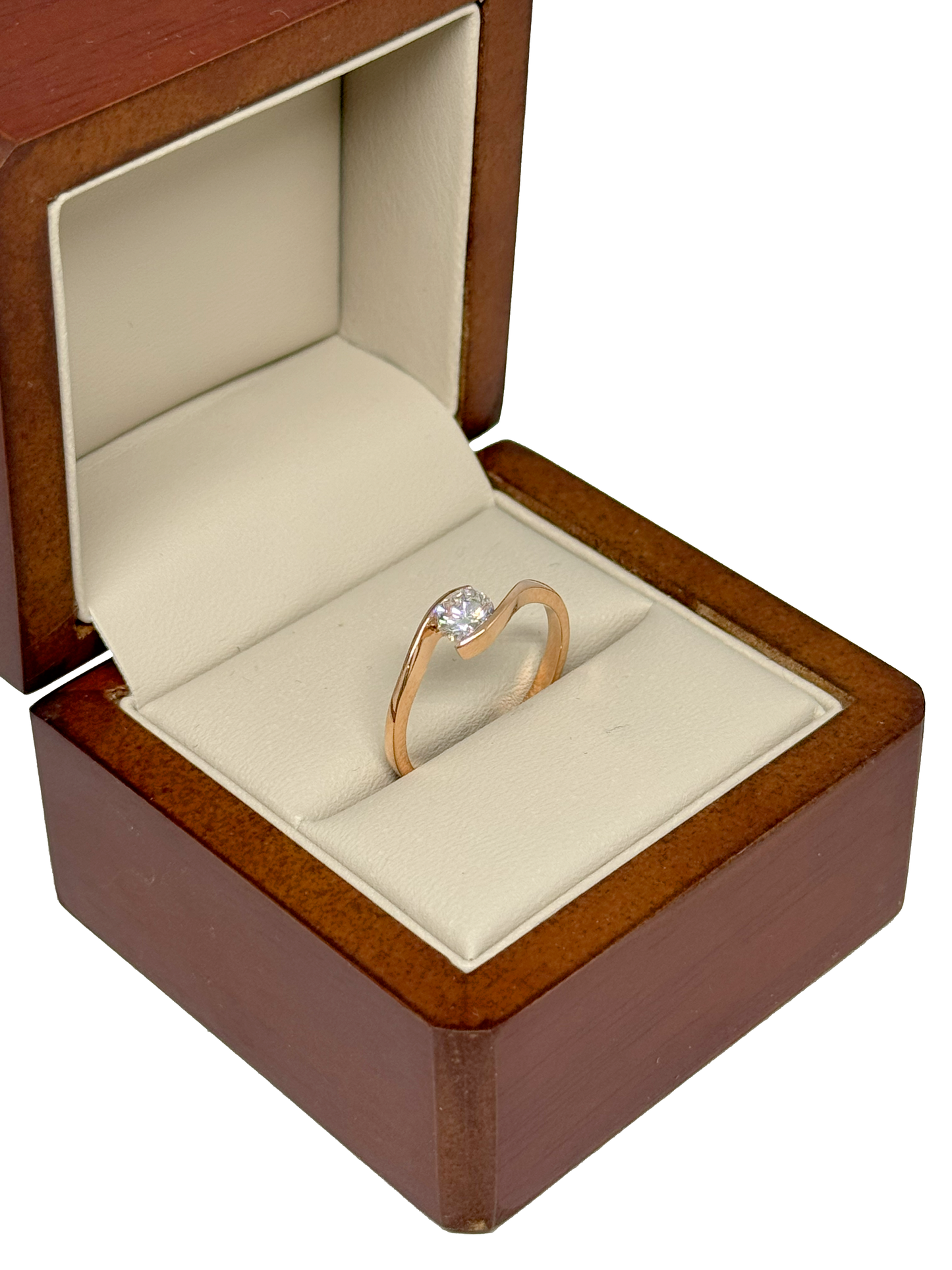 Anillo de Compromiso en Oro Rosa de 14K con Diamante de Laboratorio Corte Brillante (.53 ct) DJL023