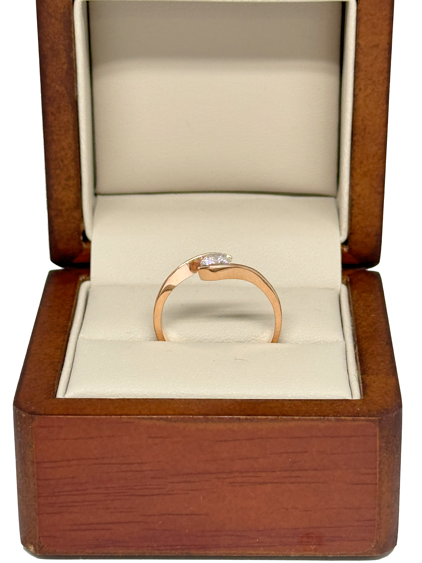 Anillo de Compromiso en Oro Rosa de 14K con Diamante de Laboratorio Corte Brillante (.53 ct) DJL023