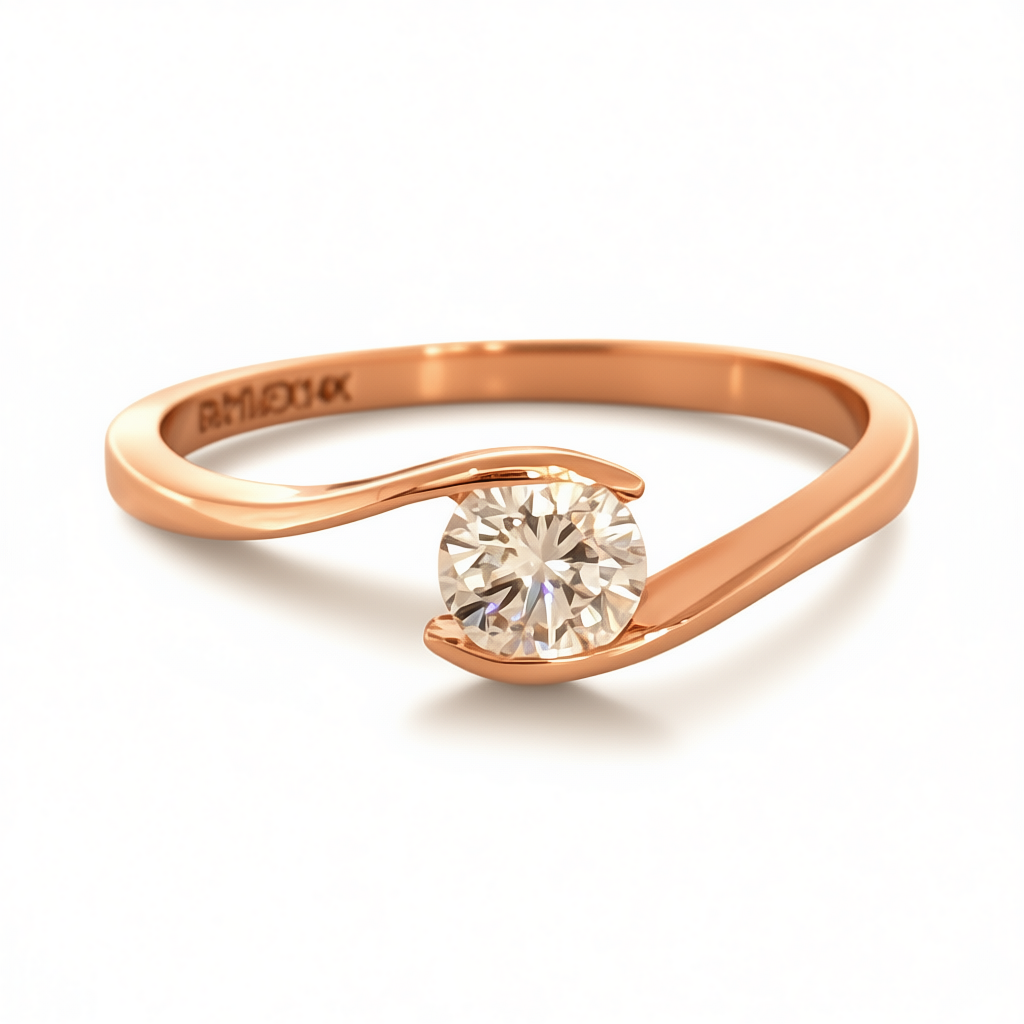 Anillo de Compromiso en Oro Rosa de 14K con Diamante de Laboratorio Corte Brillante (.53 ct) DJL023
