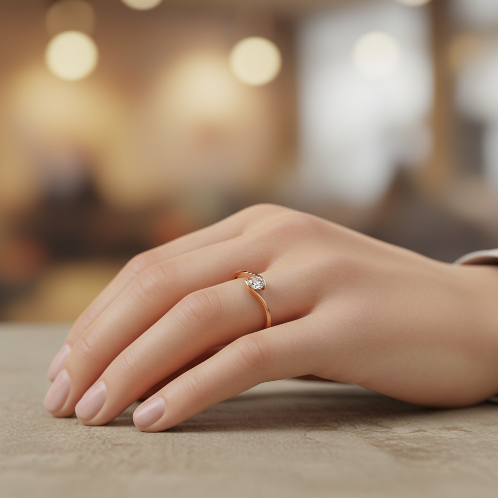 Anillo de Compromiso en Oro Rosa de 14K con Diamante de Laboratorio Corte Brillante (.53 ct) DJL023