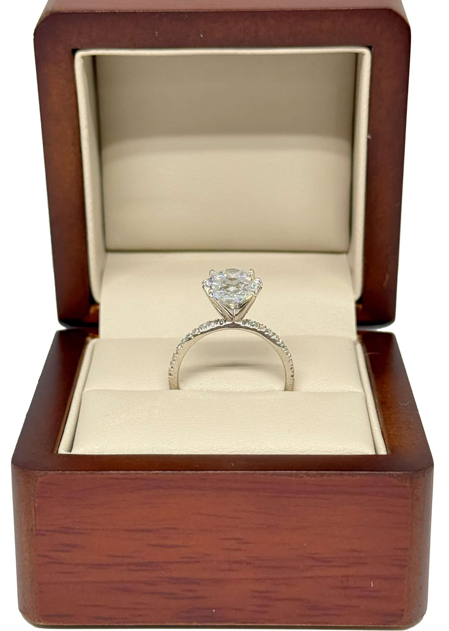 Anillo de Compromiso en Oro Blanco de 14K con Diamante de Laboratorio Corte Oval (3.04 ct) DJL024