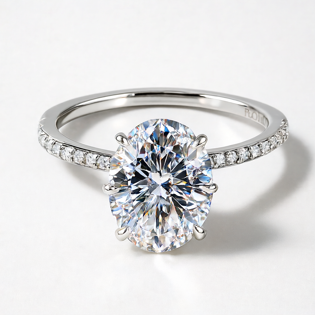 Anillo de Compromiso en Oro Blanco de 14K con Diamante de Laboratorio Corte Oval (3.04 ct) DJL024