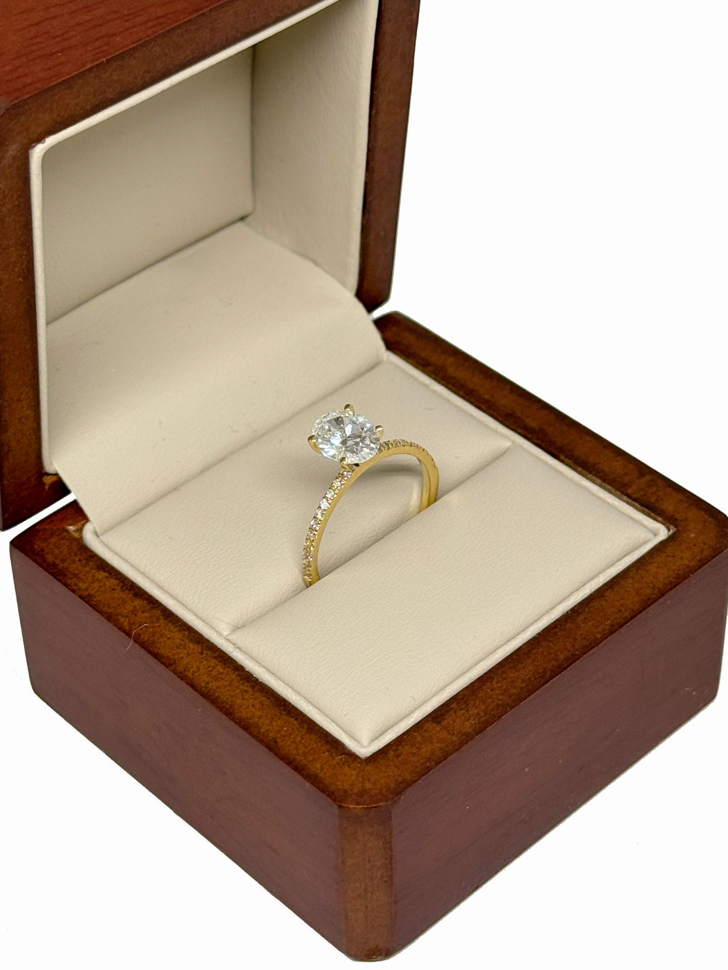 Anillo de Compromiso en Oro Amarillo de 14K con Diamante de Laboratorio Corte Oval 1.22 ct DJL025