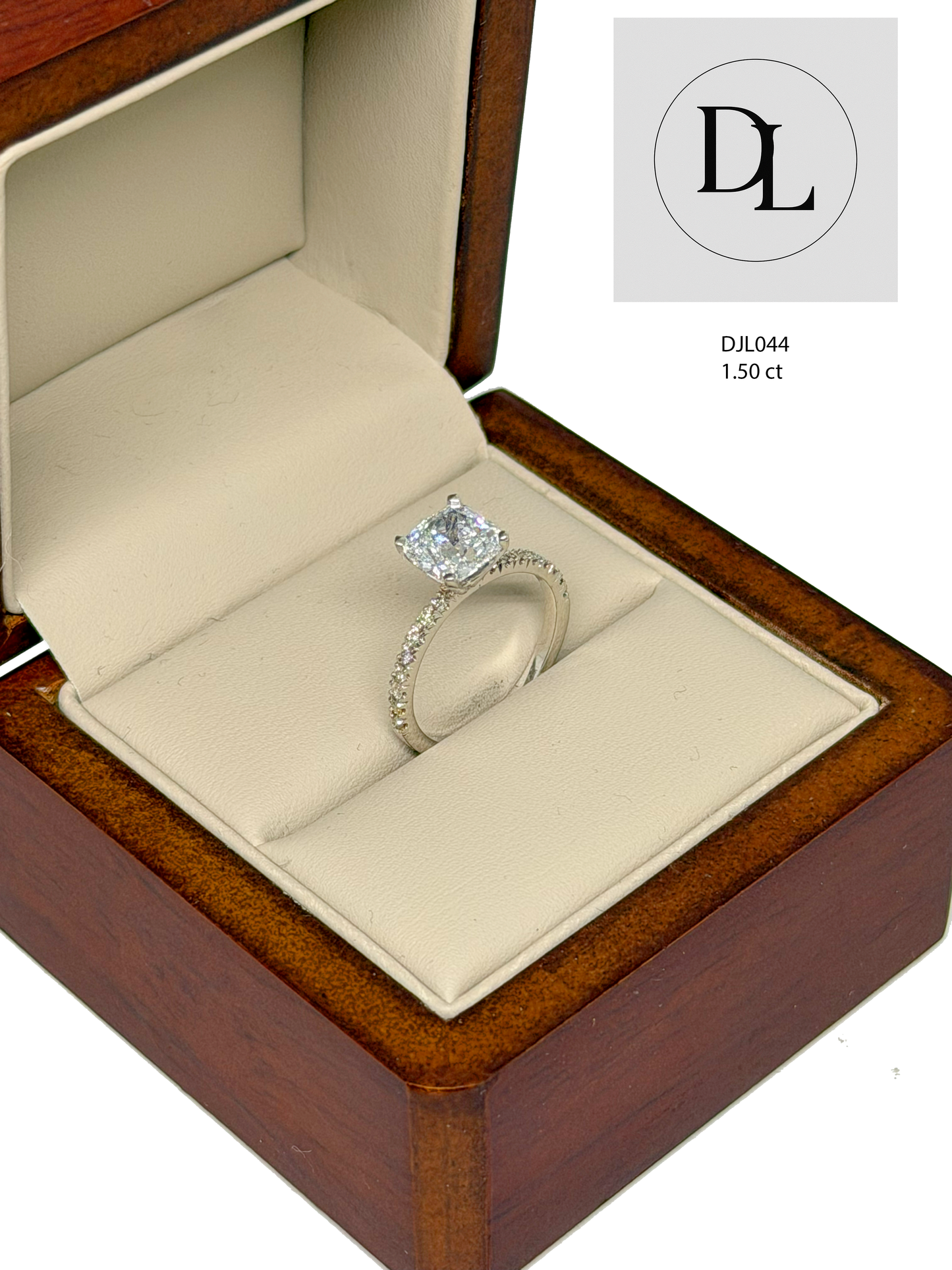 Anillo de Compromiso en Oro Blanco de 14K con Diamante de Laboratorio Corte Cushion (1.50 ct) DJL044