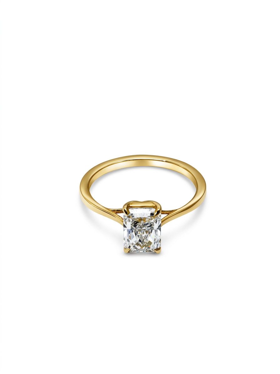 Anillo de Compromiso con Diamante de Laboratorio 1.49 ct Corte Radiant | Oro Amarillo 14K DJL053