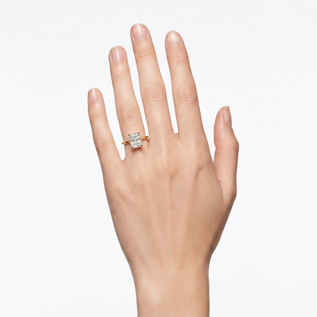 Anillo de Compromiso con Diamante de Laboratorio 1.49 ct Corte Radiant | Oro Amarillo 14K DJL053