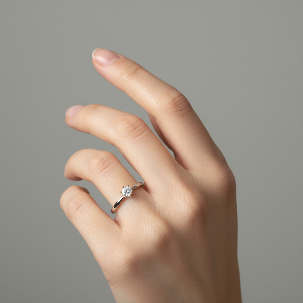 Anillo de Compromiso en Oro Blanco de 14K con Diamante de Laboratorio (.54 ct)